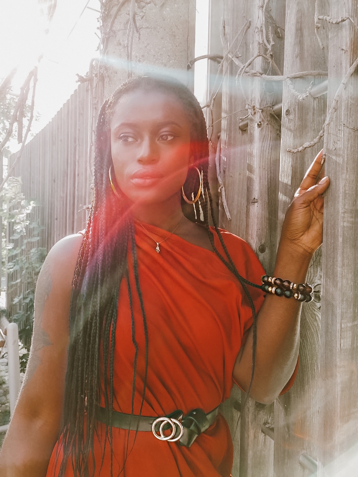 Sunny portrait shot with red dress_Cissiama